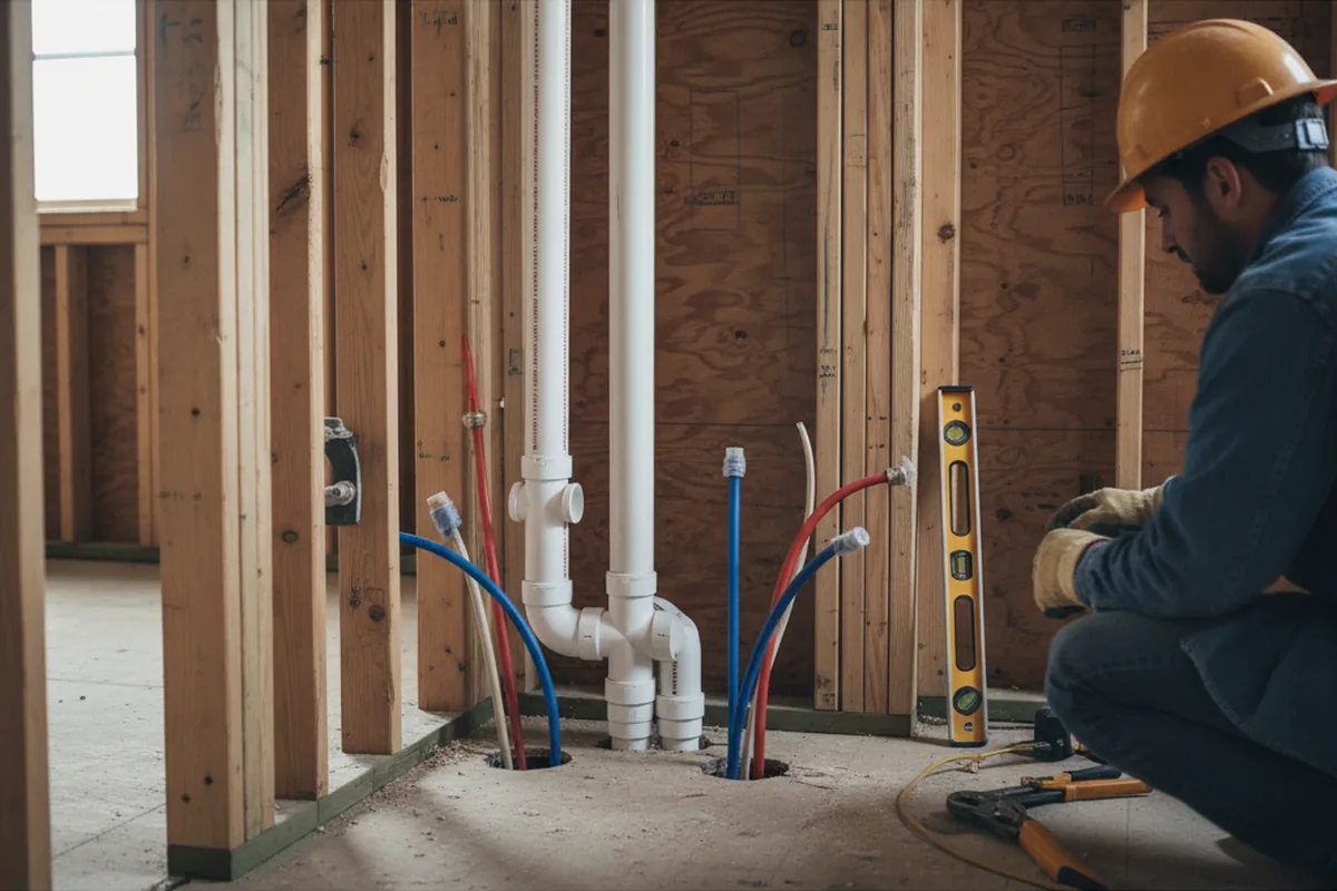 Drain and supply rough-in during Garbage Disposal Repair in Linefork