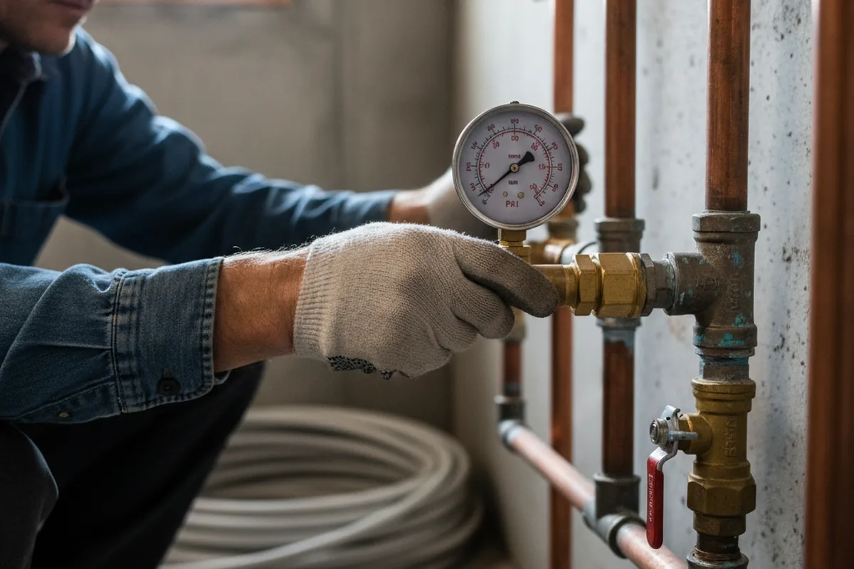 Pressure testing a repaired line during Water Line Repair in Linefork